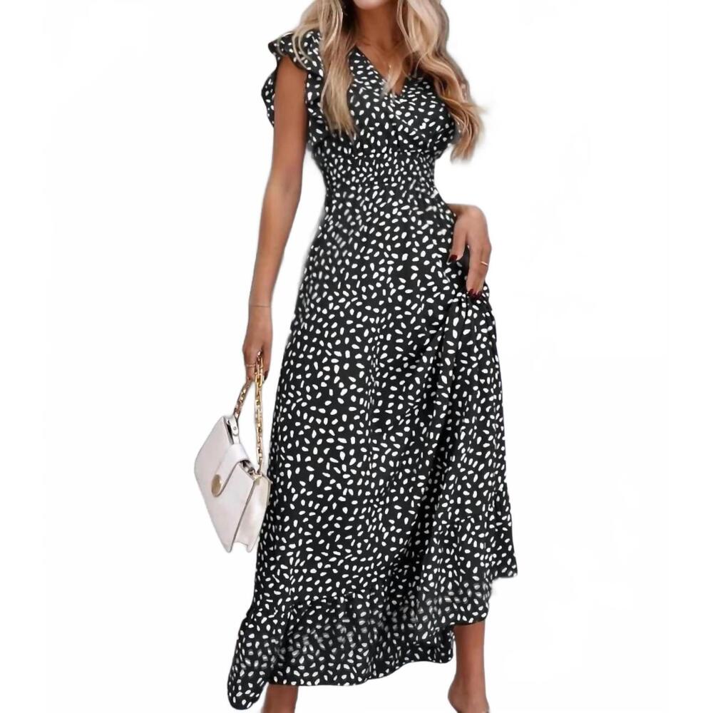 NEW ANNA-KACI pretty in spots dress in black